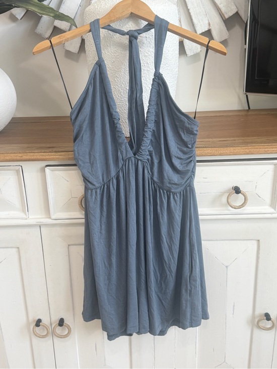 Final Touch Dresses & Skirts - Sleeveless Blue Halter Sundress Romper, Size Medium